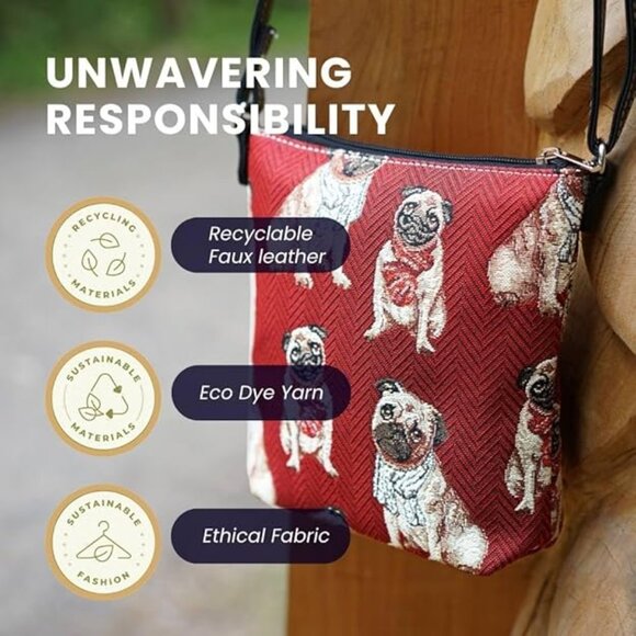SIGNARE Pug Tapestry Small Crossbody Bag – NWOT - Picture 7 of 8